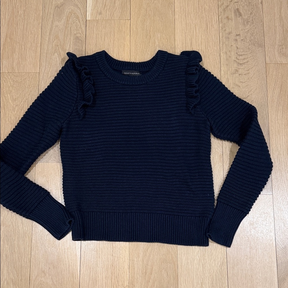 Banana Republic Midnight Blue Ruffle Sweater
